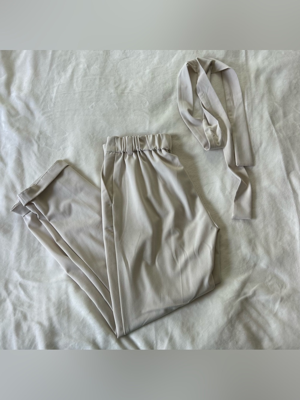 Cream Paperbag Waist Pants – Size XS